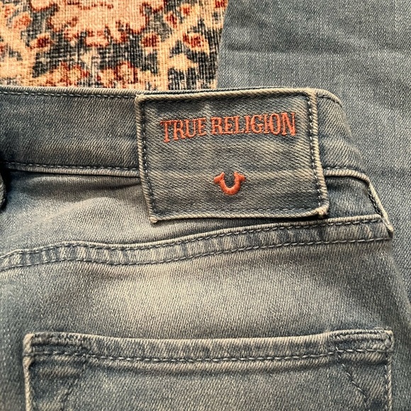 True Religion Women's Skinny Jeans - Blue with Red Floral Embroidery - Picture 12 of 14